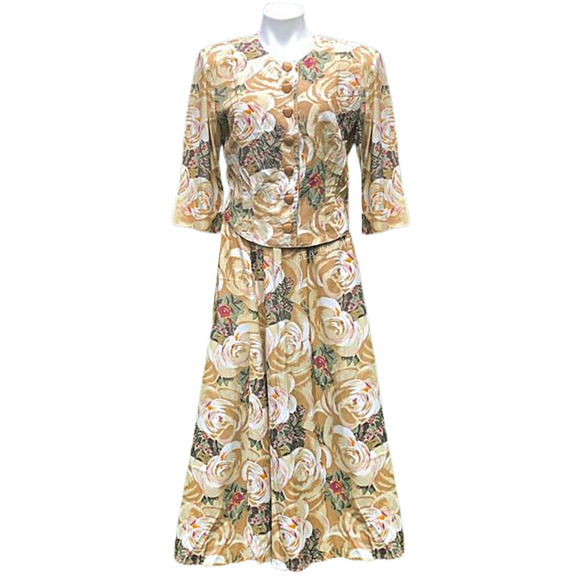 Vintage Dresses & Skirts - Vintage Gantos April Rain Floral Skirt Jacket Suit